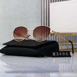 Fashion Luxury designer sunglasses for womens men glasses same Pilot Sunglasses as Lisa Triomphe beach street photo small sunnies metal full frame with box