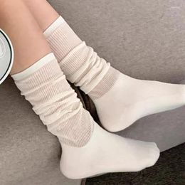 Women Socks Y2K Black White Calf Girls Trendy Splicing Middle Tube Stockings Streetwear Lolita Japanese Casual Crew Loose Sock