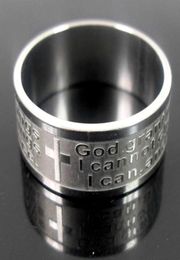 Brand New Mens Womens Etch Christian Serenity Prayer Scriptures CROSS Stainless Steel Ring Silver Jewellery Band Ring8238859
