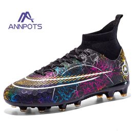 Mens Football Boots Childs Sports Hightop Soccer Shoes FGTF Grass AntiSlip Training Cleats Futsal Sneaker Footwear 231228