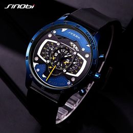 SINOBI Car Speed Sports Mens Watches Creative Men's Wristwatch Punk Waterproof Quartz watch Military Reloj Hombre Racing Watc235n