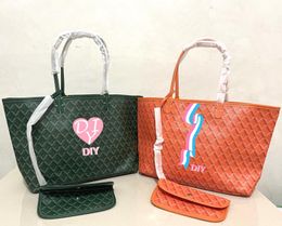 20244women Shopping Totes сумки композит на плечо -мешок с настоящей сумочкой DIY индивидуальная индивидуальная настройка ручной работы