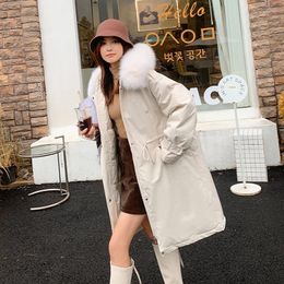 Women's Trench Coats Parkas Women Down Cotton Jacket Winter Large Fur Collar Slim And Thickened Tz