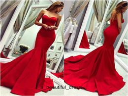 Charming Red Strapless Evening Gowns Formals Wear Mermaid Long Backless Plus Size Prom Gowns Cheap Bridesmaid Dress ED11928220371