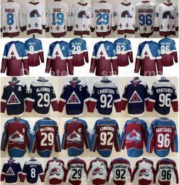 Reverse Retro Colorado Avalanche Jersey Ice Hockey 8 Cale Makar 29 Nathan Kinnon 92 Gabriel Landeskog 96 Mikko Rantanen 19 Joe Sakic Men