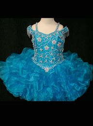 Little Rosie Cupcake Pageant Dresses for Girls 2017 Princess Toddler Pageant Dress with Ruffles Organza Skirt and Bling Bling Crys8402280