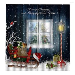 Curtain Santa Claus Curtains Xmas Themed Christmas Gift Car With Snowflake Window Decor