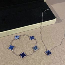 Prodotto natalizio Clover Designer da donna Peter Stone Collana con ciondolo blu Gioielli con braccialetto Cleef di alta qualità con scatola