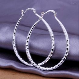 Hoop Earrings Wholesale Silver 925 Plated Big Fashion Jewellery For Women Lady Cute Wedding Elegant Temperament Gift