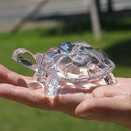Crystal Turtle Figurine Miniature Tortoise Statue Chinese Lucky Feng Shui Ornament for Home Office Desk Decoration Accessories 231227
