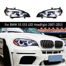 Car Styling Front Lamp DRL Daytime Running Light Streamer Turn Signal For BMW X5 E53 LED Headlight 07-13 High Beam Angel Eye Projector Lens