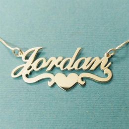 Heart With Personalized Name Necklace & Pendants For Women Custom Letter Jewelry Stainless Steel Gold Filled Bridesmaid Gifts229Z