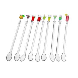 Bar Tools Cocktail Picks Wine Glass Art Ice Spoon Swizzle Stick Acrylic Stirring Rod Fruit Juice Stirrers Mixing 10Pclot 230612 Drop Dhdtr