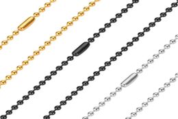 24mm Beads Ball Chains Necklaces Not Fade Stainless Steel Women Fashion Men Hip Hop Jewelry 24 Inch Silver Black 18K Gold Plated 8506523