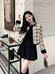 Women's Jackets designer brand clothing 23 chanelliness new products short jacket long sleeved round neck fashionable plaid button style GR7L