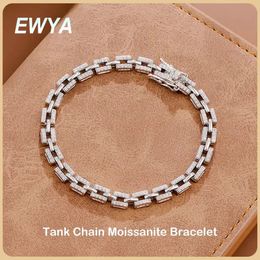 EWYA Luxury Designer Tank Chain Bracelet for Women Party Wedding Fine Jewellery S925 Sterling Silver Diamond Bracelets 231225