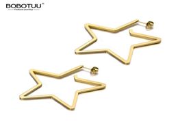 Stud BOBOTUU Fashion Titanium Stainless Steel Love Star Earrings Bohemia Office Jewellery For Women Girls BE193299488088