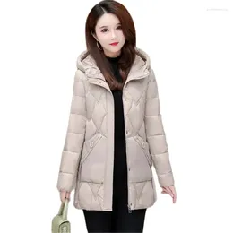 Women's Trench Coats Winter Cotton Jacket Women 2023 Loose Hooded Coat Pure Colour Outerwear Fashion Concealed Zipper Parka Overcoat Female