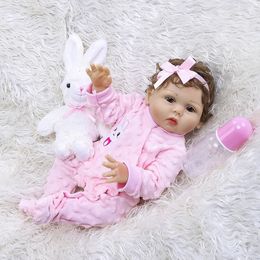 47CM Original NPK full body solicone bebe doll reborn todderl girl curly hand rooted hair high quality bath toy gift 231228