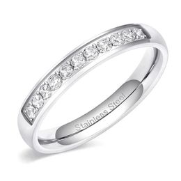 Wedding Rings 3 5mm Women Half Eternity Bands For Female Stainless Steel Cubic Zirconia Band Whole Size 4-12273a