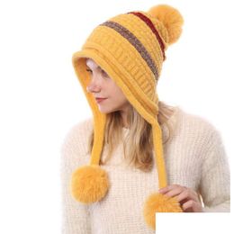 Stingy Brim Hats Fur Ball Pom Cap Winter Warm Chenille Soft Hat Cloak Hats Beanie For Women Fashion Drop Delivery Fashion Ac Dhgarden Dha4H