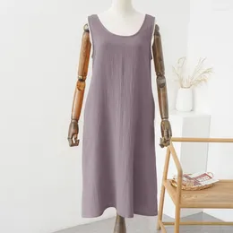 Casual Dresses Muslin Cotton Women 'S Dress Sleeveless Basic Tank Summer Sundress With Pockets Ropa De Mujer