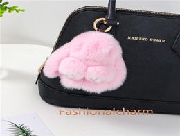10cm Cute Real Genuine Rex Rabbit Fur Bunny Bag Charm Keyring Phone Purse Handbag Pendant Gift1784255