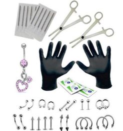 41pcs Piercing Kit Medical Stainless Steel Material Stud For Eyebrow Nose Belly Lips Tongue Piercing Various Equipment For Specifi7704088