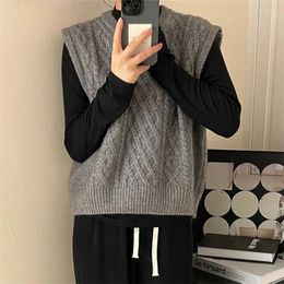 Women's Vests Sweater Vest Women Autumn O-neck Sleeveless Casual Loose Knitted Solid Simple All-match Fashion Korean Style Females Tops R225