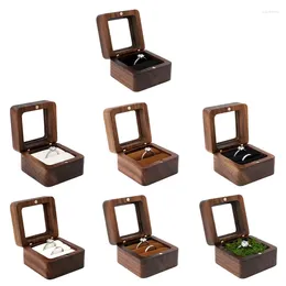 Jewellery Pouches Wooden Wedding Rings Travel Display For Case Portable Fo Drop