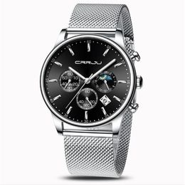 CRRJU 2266 Quartz Mens Watch Selling Casual Personality Watches Fashion Popular Student Date Accurate Wristwatches246q
