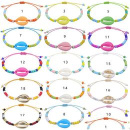 Beaded Acrylic Shell Rice Beads Hand-Woven Bracelet Bohemian Anklets Summer Beach Jewellery For Women Girl Drop Delivery Jewel Dhgarden Dhxzm