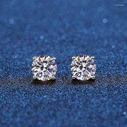 Stud Real Moissanite Earrings 14K White Gold Plated Sterling Silver 4 Prong Diamond Earring For Women Men Ear 1ct 2ct 4ctStudStudS249g