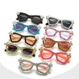 Sunglasses Heart-shaped Woman UV400 Rhinestone Pearl Luxury Eyewear Fashion Party Outdoor Travel Street Shooting