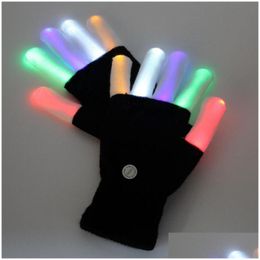 Party Decoration 100Pcs Ktv Club Party Dance Halloween Flashing Led Flash Gloves Finger Light Up Glow Fancy Dress Show Christmas Festi Dhksx