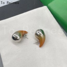 Dangle Earrings To Reines Women Large Water Drop Metal Eardrop Retro Special Bicolor Gradient Smooth Chunky Advanced Banquet Jewellery