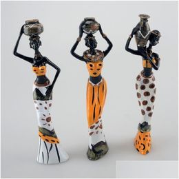 Arts And Crafts 3Pcs/Lot 6X5X20Cm African Woman People Ornaments Home Decoration Accessories Craft Statue 210414 Drop Delivery Home Ga Dhukx