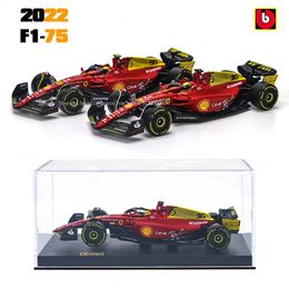 Cars Diecast Model Bburago 1 43 75 75th Anniversary Giallo Modena 16# Leclerc 55#Sainz Alloy Car Die Cast Toy 230825