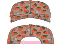 Classic Letter Strawberry print baseball cap Women Famous Cotton Adjustable Skull Sport Golf Ball caps Curved high quality cactus 8023568