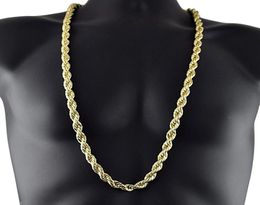 8mm Thick 76cm Long Solid Rope ed Chain 24K Gold Silver Plated Hiphop ed Chain Necklace For mens3039058