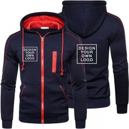 Custom Men Hooded Sweatshirt Brand Fashion Zipper Jacket Casual Sports DIY Hoodies Streetwear Male Zipper Cardigan M-3XL 231228