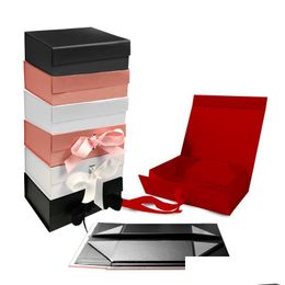 Gift Wrap Magnet Black Folding Box Premium Storage Birthday Gift Cardboard Spot Logo Custom Printing Wholesale Lx4656 Drop Delivery Ho Dhv0O