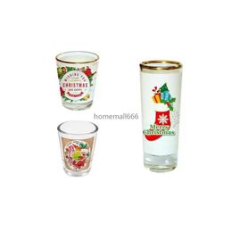 Sublimation 1.5Oz 3Oz S Glass Gold Line White Blank Wine Glasses Heat Thermal Transfer Drinking Mug Diy Custom Frosted Clear Liquor Dhk80