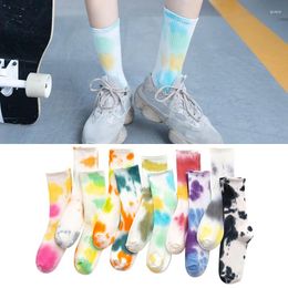 Women Socks Men And Tie-dye Sports Stockings Street Trend High-top Tide Cotton Basketball Color