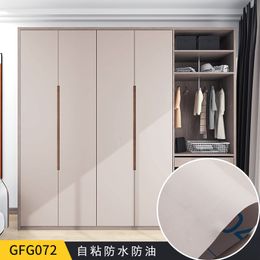 Wallpapers Wardrobe Door Moisture Proof Refurbished Sticker Self-Adhesive Thickened Solid Colour Oil-Proof Wallpaper Pvc Film Waterproo Otato