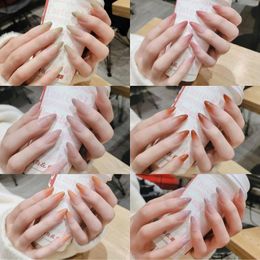 False Nails 24PCS Stiletto Nail Tips Mid-length Gradients Press On Wearable Full Cover Fashion Fingernails Patch For Girls