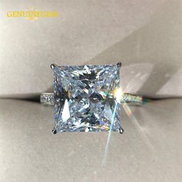 Jewepisode Real Silver 925 Jewelry 12MM lab Moissanite Diamond Wedding Engagement Rings For Women Party Valentines Ring Gifts T200220Q