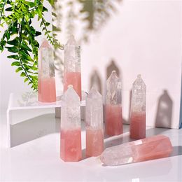 Original white powder spliced Crystal Tower art Deco mineral Healing Wand Reiki Natural six-sided Energy Stone ability Quartz column