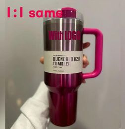 PINK Parade 40oz Quencher H2.0 Mugs Cups Car cup Stainless Steel Tumblers Cups with Silicone handle Valentine Day Gift With 1:1 Same Logo DHL US stock i1228