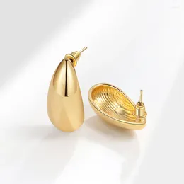 Hoop Earrings Vintage Glossy Gold Colour Drop For Women Plated Stainless Steel Thick Teardrop Wholesale Wedding Jewellery Gifts